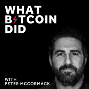 Logo des Krypto-Podcast What Bitcoin did im Blogbeitrag der BISON App.