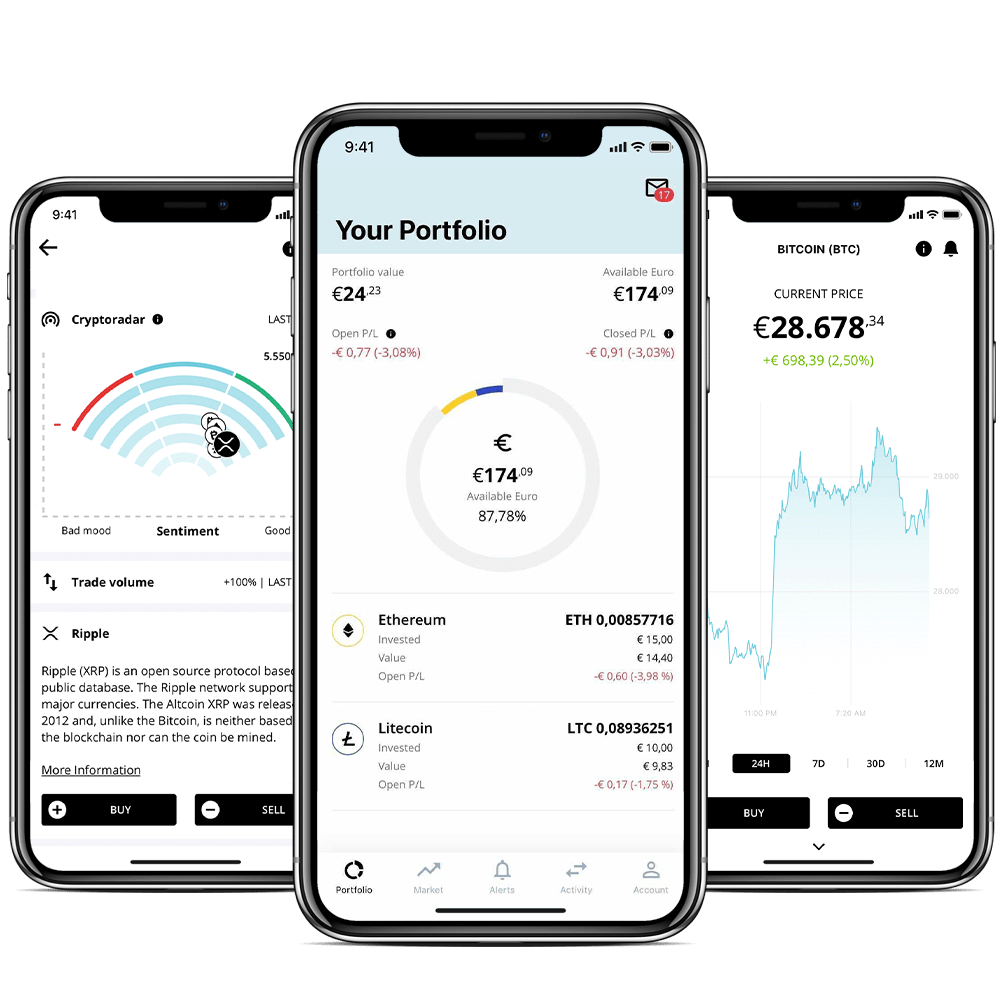 BISON App: Crypto Radar - Your Portfolio - Bitcoin Price