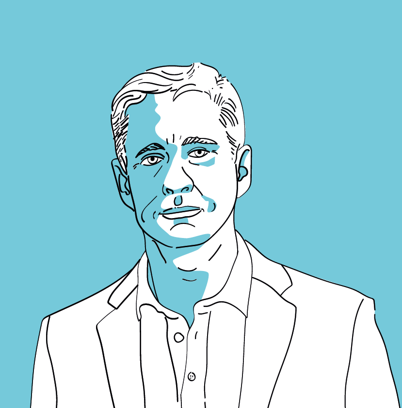 Illustration von XRP-Gründer Chris Larsen im Blogbeitrag zur Geschichte der Kryptowährungen.