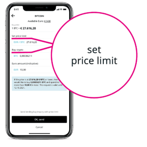 How to set a Limit Order in BISON App - fourth step.