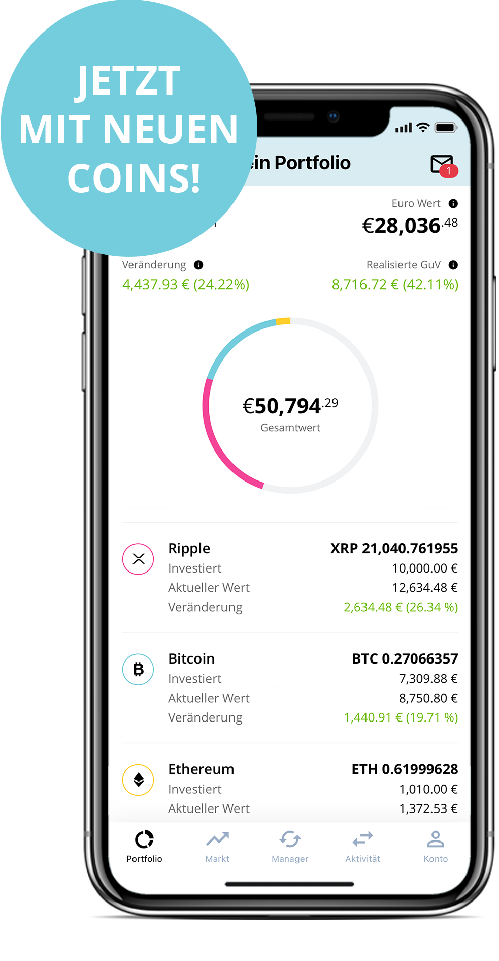 Portfolio - Jetzt mit neuen Coins