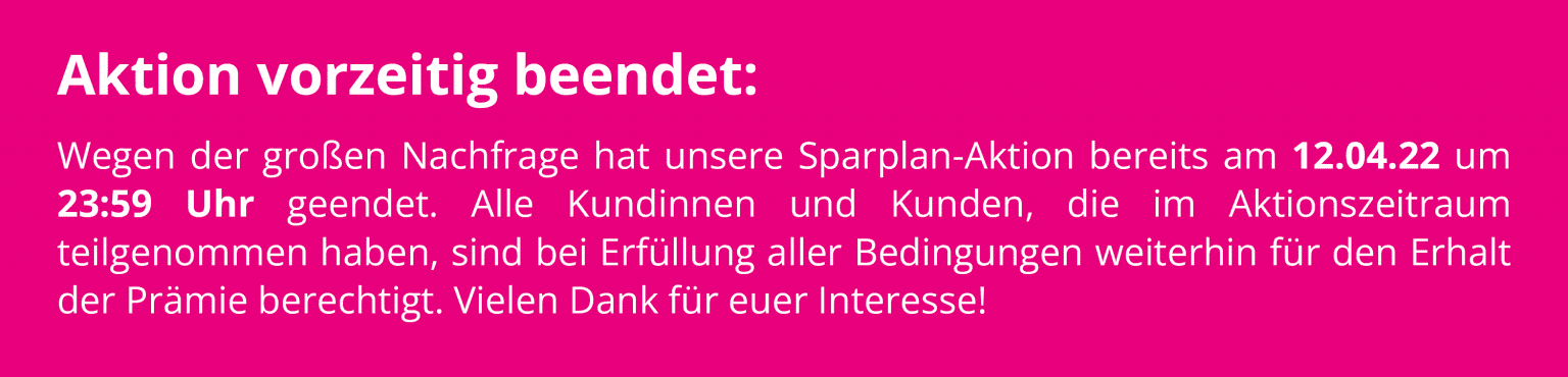 Aktion vorzeitig beendet