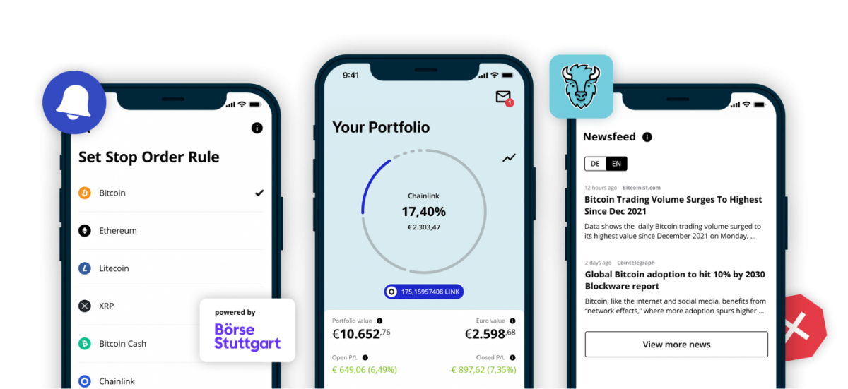 Features of crypto trading with BISON App by Boerse Stuttgart