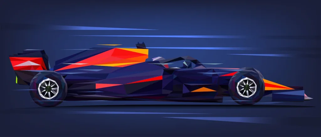 Eine Vektor-Grafik von einem Red Bull Auto als Symbolbild für Tezos Werbung in der Formel 1
