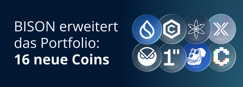 BISON erweitert das Portfolio um 16 Kryptowährungen (Banner)