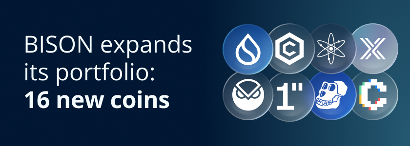 BISON expands its portfolio 16 new coins (banner)