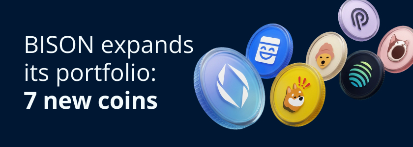 BISON adds 7 additional cryptocurrencies for trading Banner