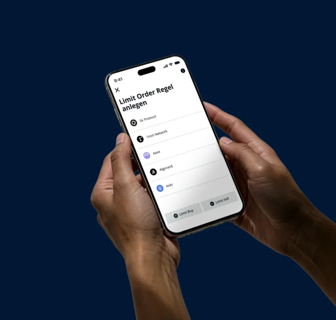 Smartphone mit BISON App und Limit Order Funktion